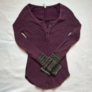 Free People Henley Top with Sleeve Detail